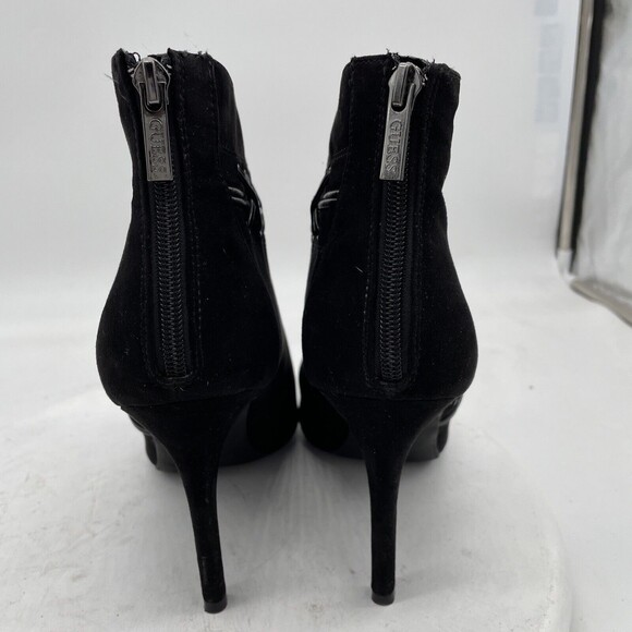 Guess Ankle Boots Womens Size 9.5 Black Suede Zip Up 4" High Heels - Picture 8 of 11